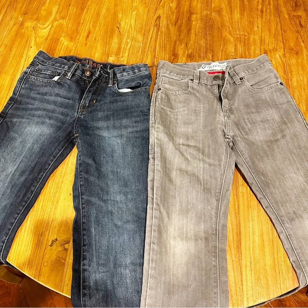 Two Pairs Boys Denim Jeans Straight Leg Blue Gap‎ Grey Denizen Levi’s